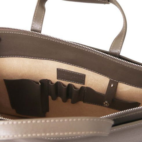 Palermo - Saffiano Leather briefcase 3 compartments for women